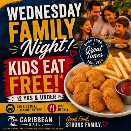 Wednesday family night. Kids eat free